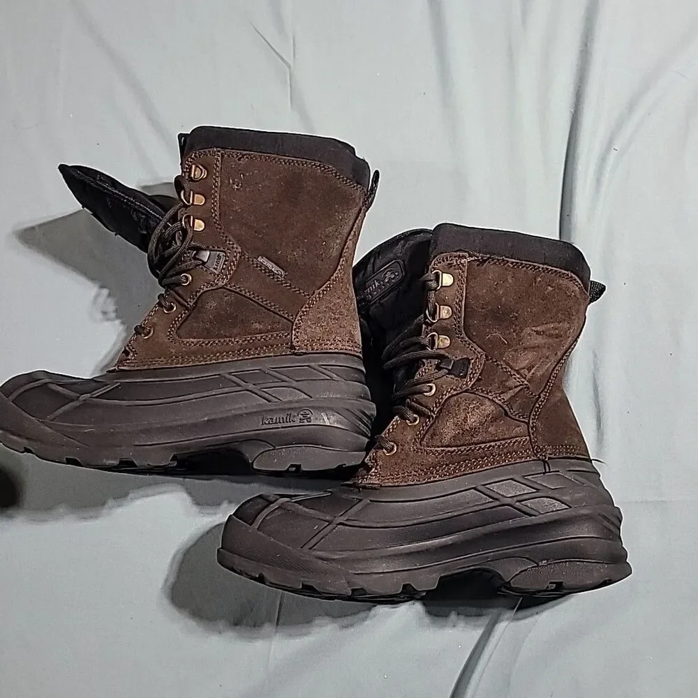 Kamik Nationplus Mens Winter Boot Black Brown WK0097R Waterproof Heat-MX Size 7